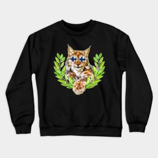 The finland lynx cat in freedom a wild cat in satisfaction Crewneck Sweatshirt